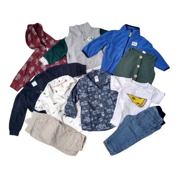 Carter's Other - (10 Pieces) Baby Boy Toddler 12 Month Jackets, Pants, Shirts, Overalls, Hoodies
